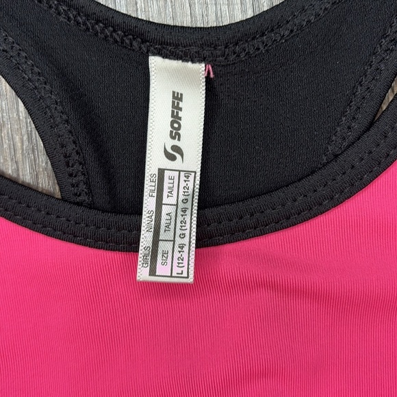 Girls Sophee brand Pink and Black Athletic Tank Top size small - Picture 3 of 5